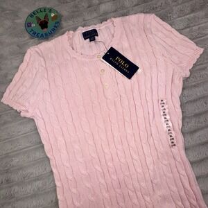 POLO RALPH LAUREN Girls XL Pink Cable Knit Sweater Dress OR Womens Small Stretch